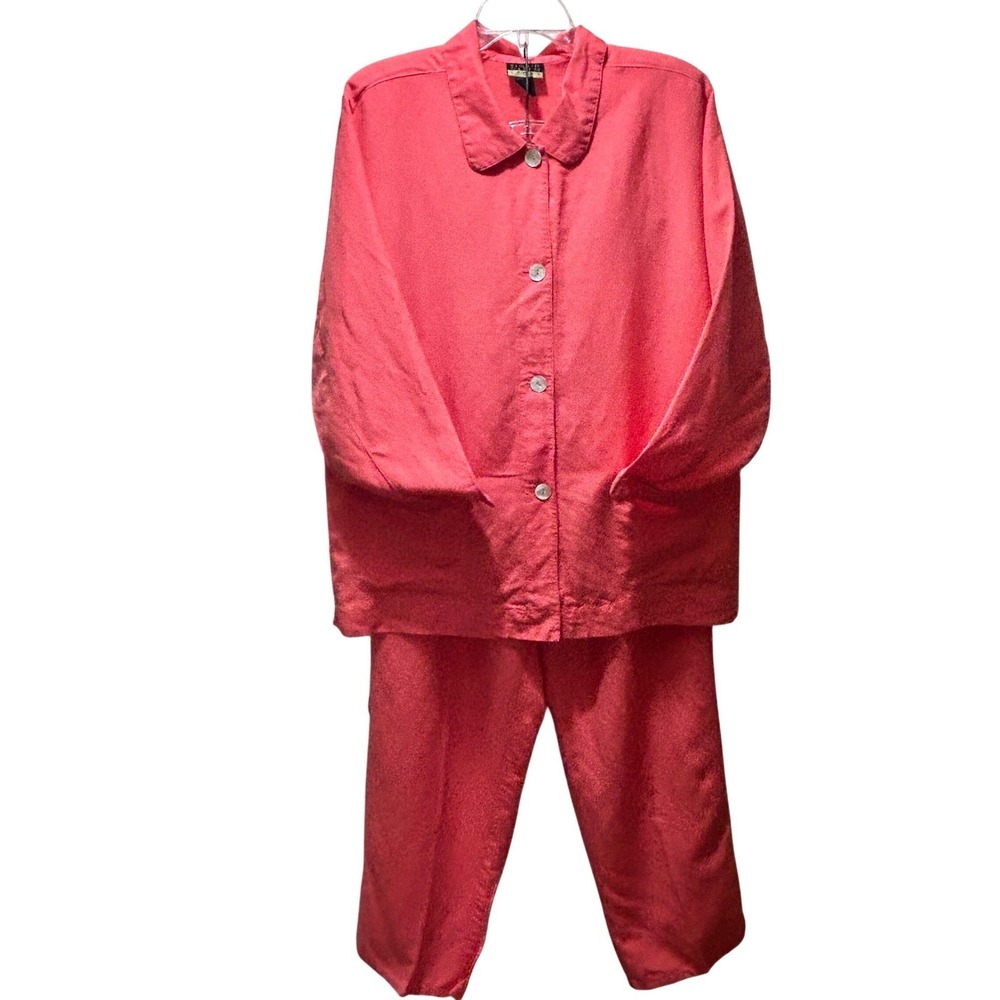 Womens 1X Vintage Sigrid Olsen Sport Linen Rayon Coral Pant Set Resort Coastal - Picture 2 of 16